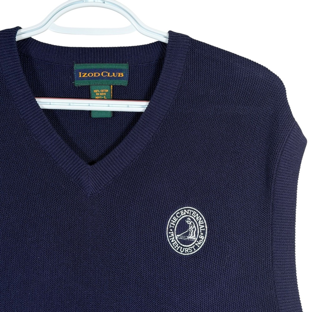 Vintage Izod Club The Centennial Pinehurst‎ No. 8 Sweater Vest Mens L Navy Blue